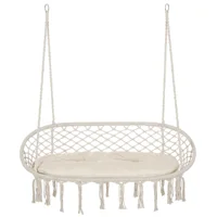Outside Patio Swing Chair W/ Steel Frame, Built-In Armrests, & Curved Back White 1