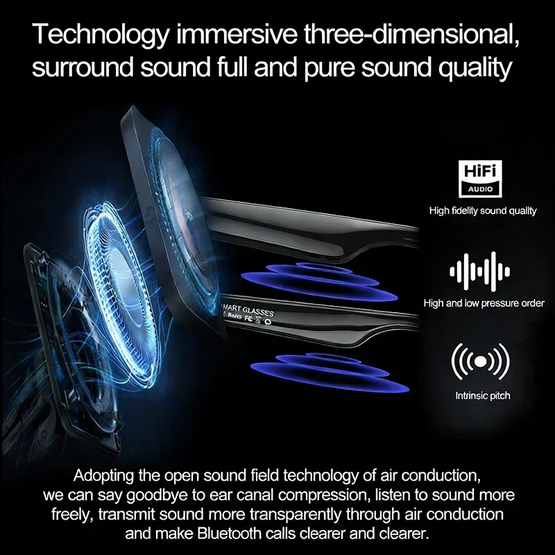 AI Smart Glasses for Men Smart Translation Glasses with Waterproof Call Function BT Smart Sunglas Outdoor Sports Headphones - 6