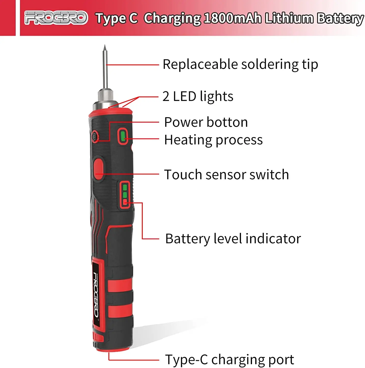 Soldering Iron Electric Soldering Iron Soldering Iron Kit Soldering Iron Set FROGBRO Cordless Soldering Iron 1800mAh Rechargeable Soldering Tool Professional Portable Welding Tool Electronic Kit