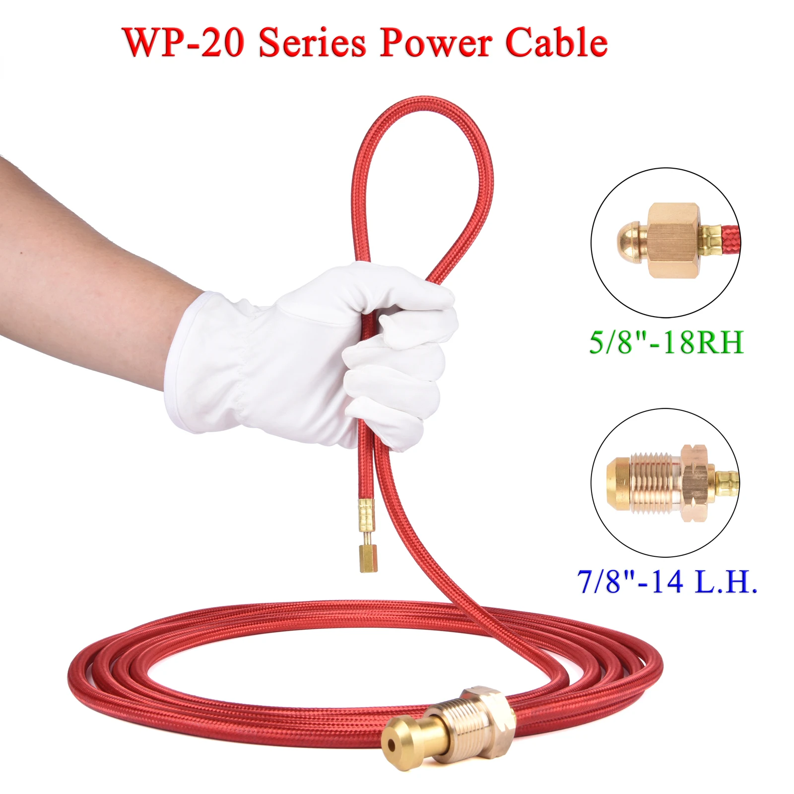 

WP20 TIG Torch Power Cable 7/8" US Type Connector M16*1.5 For Water-Cooled TIG Torches 20 Series 3.8m 12.5ft 250A
