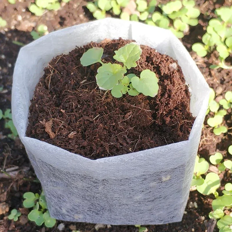 Seedling Nursery Bags 100-Piece Eco-friendly Non-Woven Fabric Seedling Bags-Thickened, Multi-Size Planting Pots For Flowers & Trees