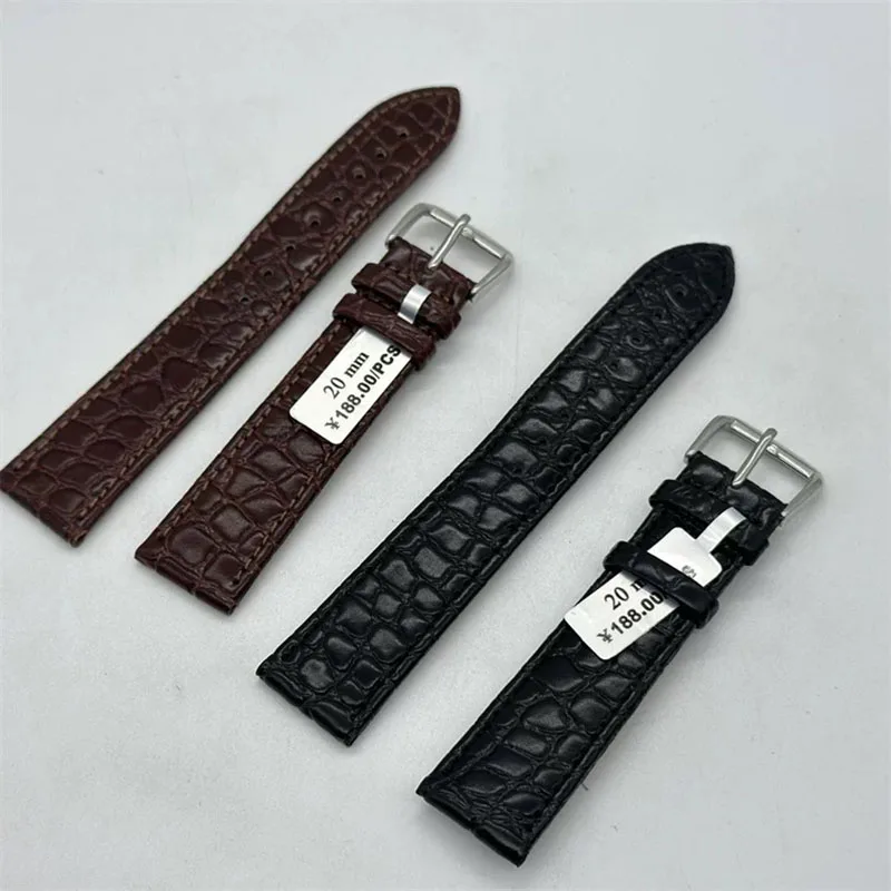 Elegant Lychee Pattern Genuine Leather Watch Band - Soft Slim Design with Pin Buckle Strap