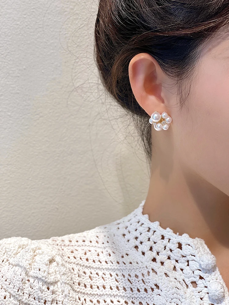 Koreanischen stil Elegante Perle Feuerwerk Modellierung Goldene Farbe Ohrringe frauen Design Schmuck Party Luxus Zubehör Für Mädchen – Detail 9