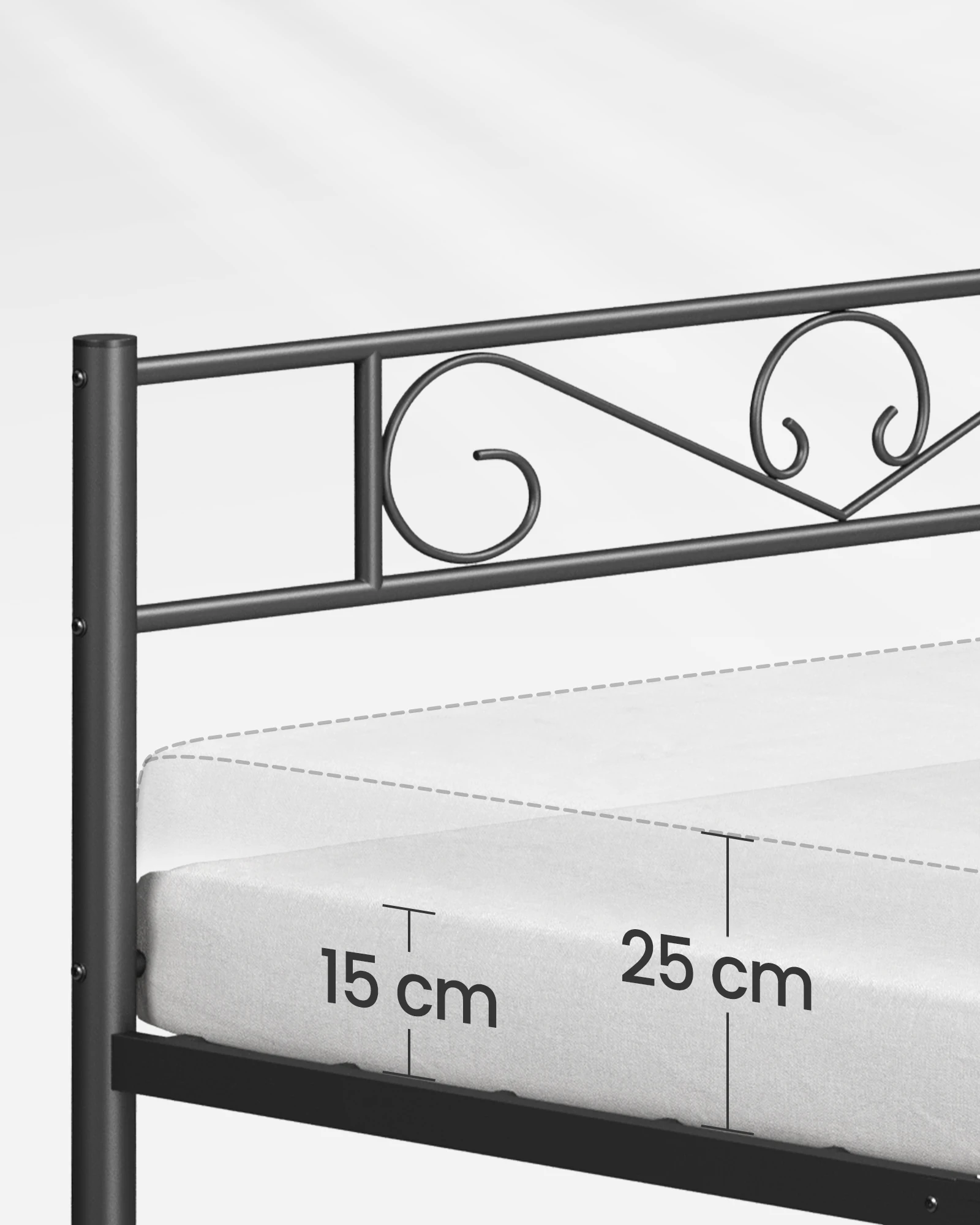 Vasagle – Cadre de lit 140 x 200 cm avec sommier métal – 2