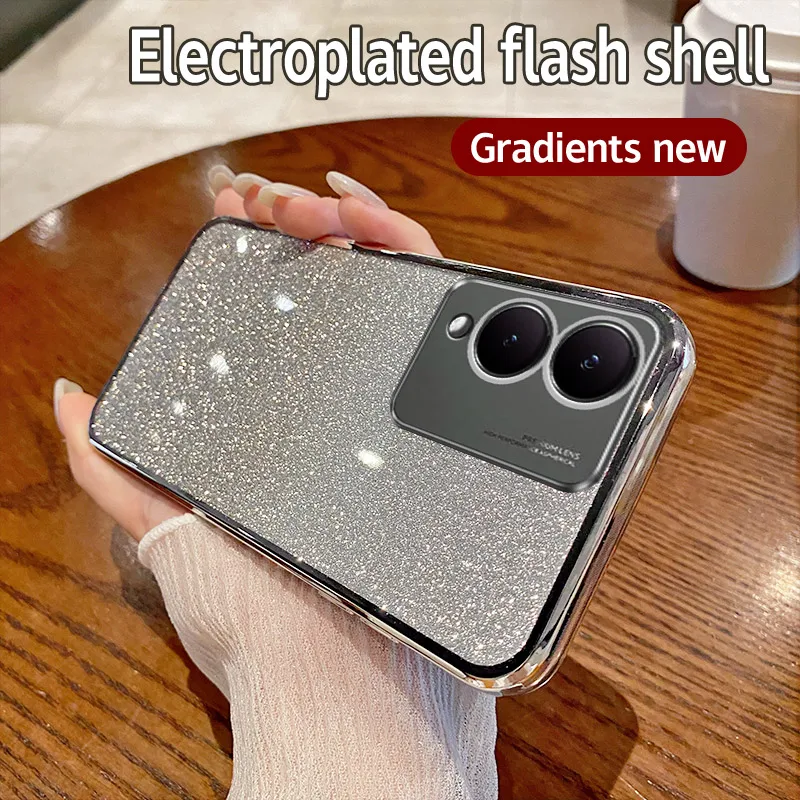 Shiny Glitter Plating Silicone Camera Lens Protective Back Cover