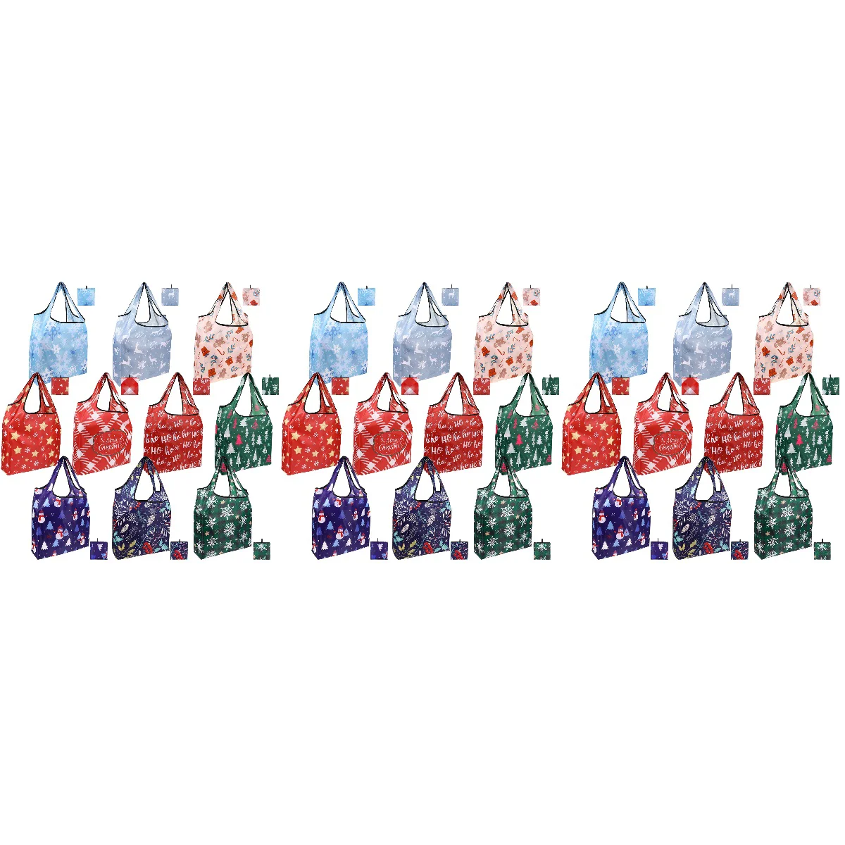 

3 Pack Portable Shopping Bag Christmas Bags Tote Grocery Large Handles Polyester Reusable Heavy Duty