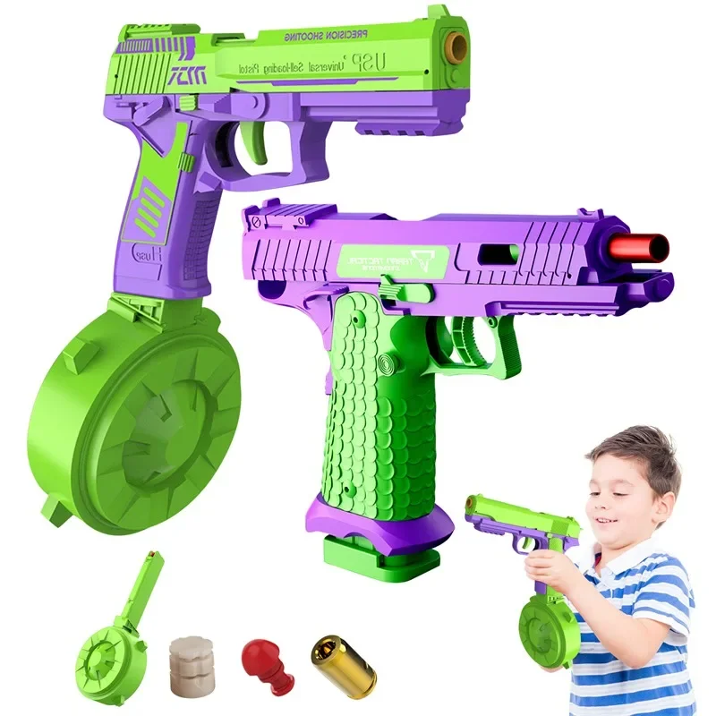 

Mini 3D Model Toy 1911 Gun Pistols for Boys Kids Bullets No Fire Rubber Band Launcher Gift Print Gravity Cub Jump Carrot Knife