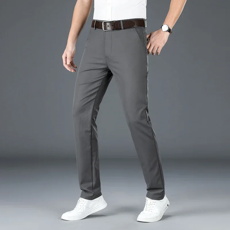 2024 Men's Spring Summer Fashion Business Casual Long Pants Suit Pants Male Elastic Straight Formal Trousers Plus Big Size 30-40 images - 6