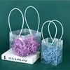 10pcs Square PP Transparent Handbag Plastic Frosted Cake with Hand Gift Portable Bag Durable Holiday Bouquet Gift Packaging Bags 2