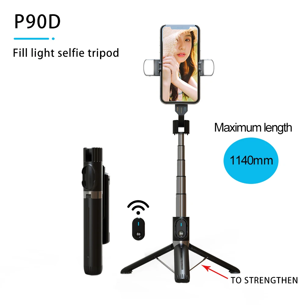 2021 Wireless bluetooth selfie tripod foldable phone holder with fill light remote control shooting for IOS Android Smartphone - ANKUX Tech Co., Ltd
