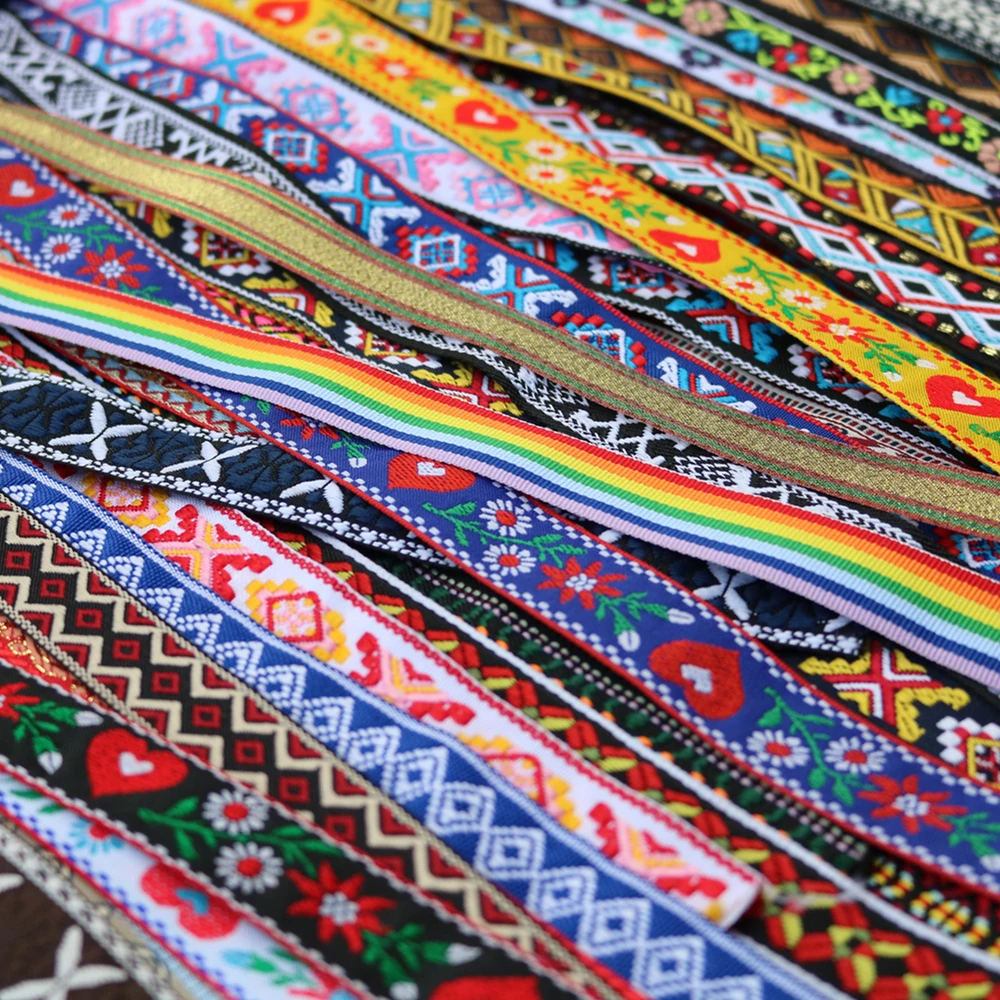Lace Trim Ribbon 5 Yards 16~25MM 5/8 1 Inch Vintage Ethnic Embroidery Boho DIY Clothe Bag Accessories Embroidered Hundred Styles