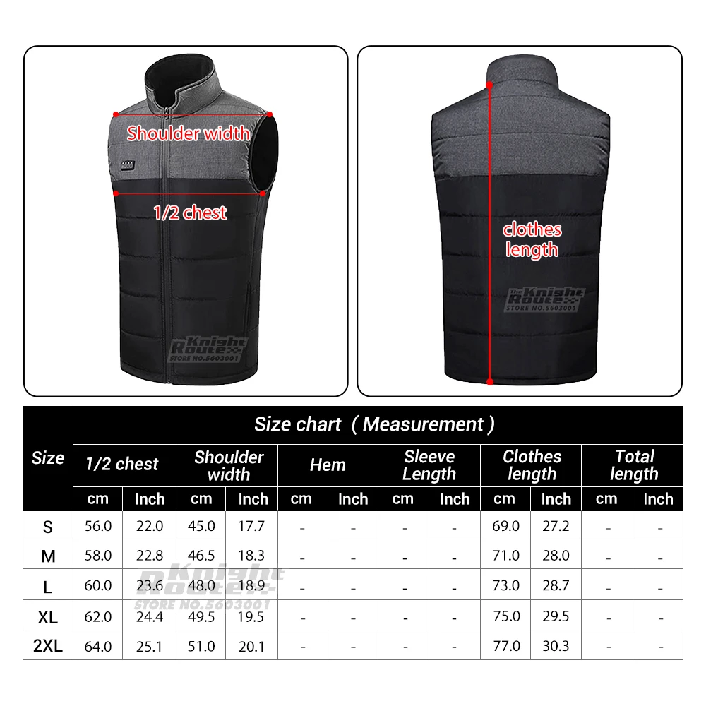 Men's and Women's Heated Vest Winter Outdoor Electric Jacket Warm Vest Clothing Heated Cotton Jacket