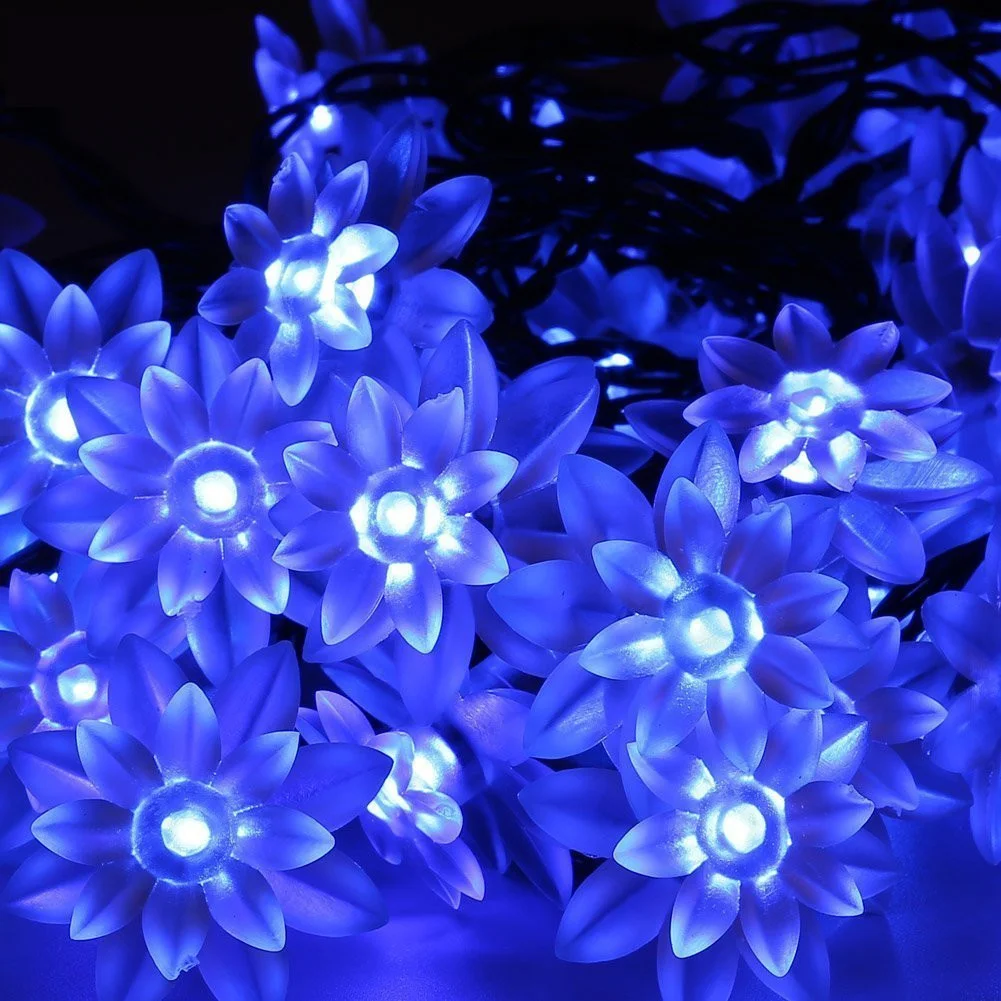 Solar Lotus Flower String Lights - Double Layer Cherry Blossom Fairy Lights