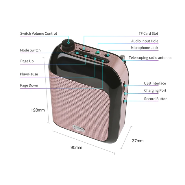 Amplificador De Voz Portátil Recargable Bluetooth Parlante