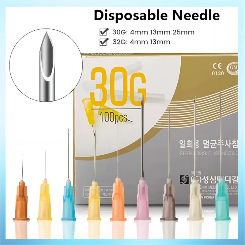 100pcs painless small needle 30G 13mm 4mm 25mm disposable  medical micro-plastic injection cosmetic sterile needle surgical tool
