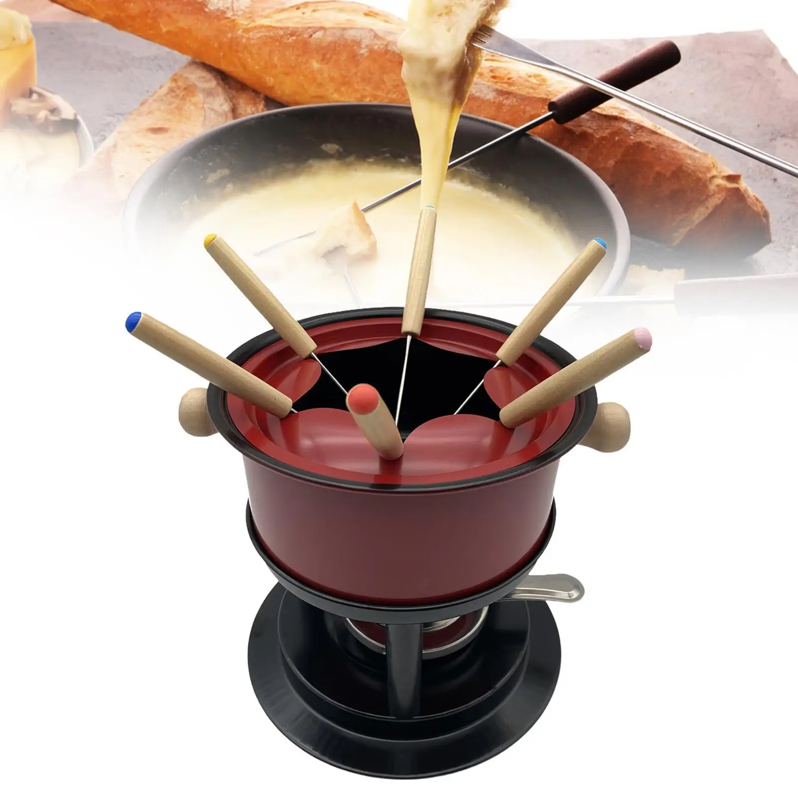 Fondue Maker Pot Multifunction Stable Cheese Fondue Set Thickened Cheese Pot for Household Kitchen Holiday Dessert Party