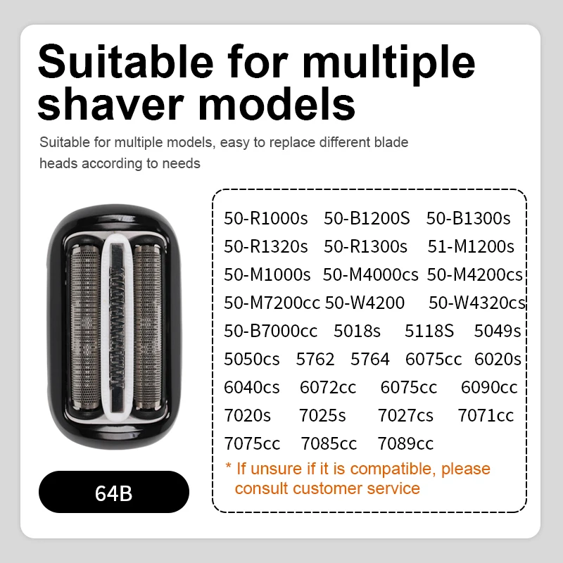 브라운 64B 시리즈 6용 2팩 64B 교체 헤드(5118S, 6072CC, 6075CC, 6090CC, 7020S, 7025S, 7027CS, 7071CC, 7075CC용)