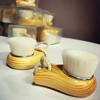 Manico in legno spazzola per la pulizia del viso massaggiatore manuale per il viso morbido spazzola per la pulizia dei pori della pelle cura del viso spazzola per il viso strumenti di bellezza per la pulizia