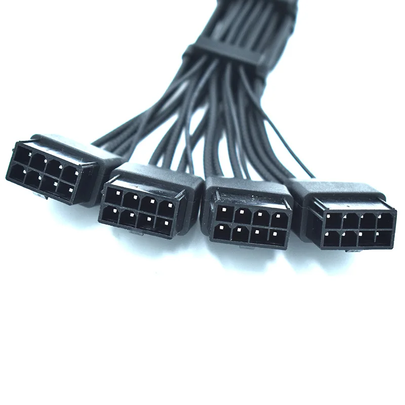 RTX 4090 4080 그래픽용 소프트 브레이드 패턴 케이블, 4x PCI-E 8 핀-90 도, 12VHPWR 16 핀 (12 + 4) 커넥터, 16AWG
