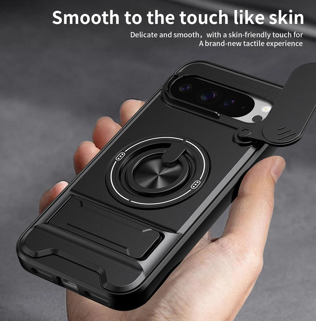 Magnetic Stand Shockproof Armor Phone Case with Slide Camera Protector