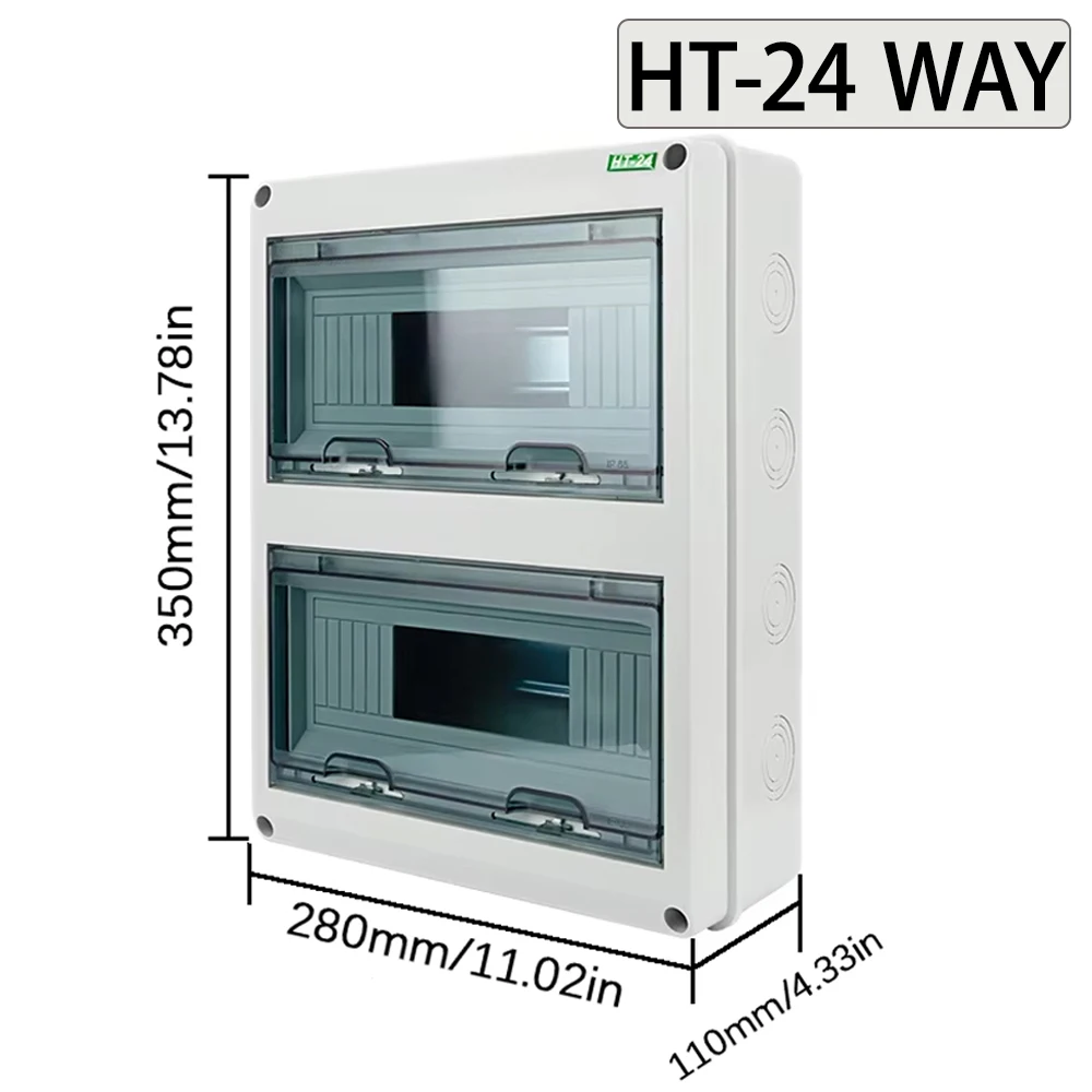 IP65 HT-5/8/12/15/18/24 WAY DC Circuit Breaker Distribution Box PC/ABS Plastic O