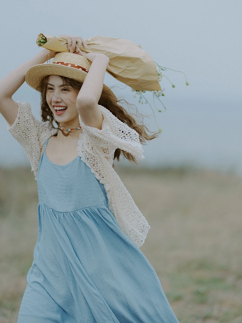 OUMEA 여성용 코튼 크로셰 가디건, 여름 해변 커버, 가리비 가장자리 플레어 슬리브, 캐주얼 레트로 할로우 아웃 보헤미안 탑