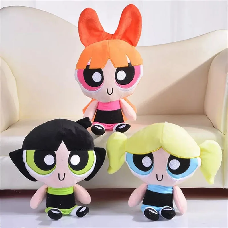 3pcs/lot 20cm Cartoon Powerpuff anim Girls Plush Toys Cute Blossom Buttercup Bubbles stuffed Plush dolls Gifts For Childr