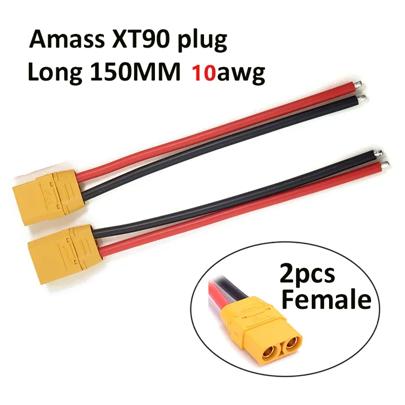 AMASS XT90 Male Female Connector Plug Pigtails with 150mm 10AWG Silicone Wire RC Battery Cable Wire for RC Lipo Battery – Image 4