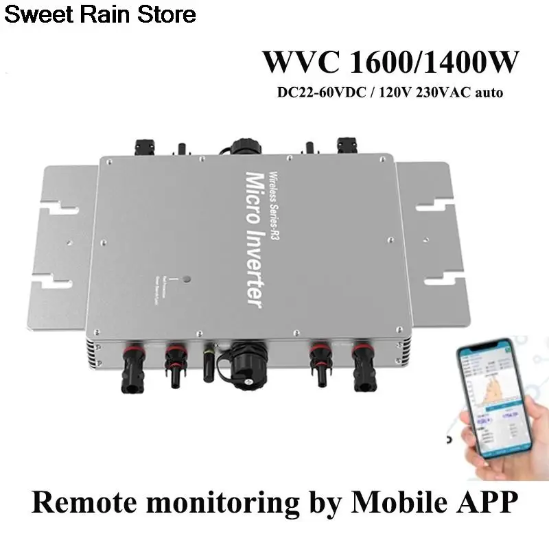 WVC 1200W 1400W 1600W Solar Grid Tie อินเวอร์เตอร์อินพุต DC22V-60V to AC110V/220V WVC on grid Micro Power Inverter รุ่น WIFI 1