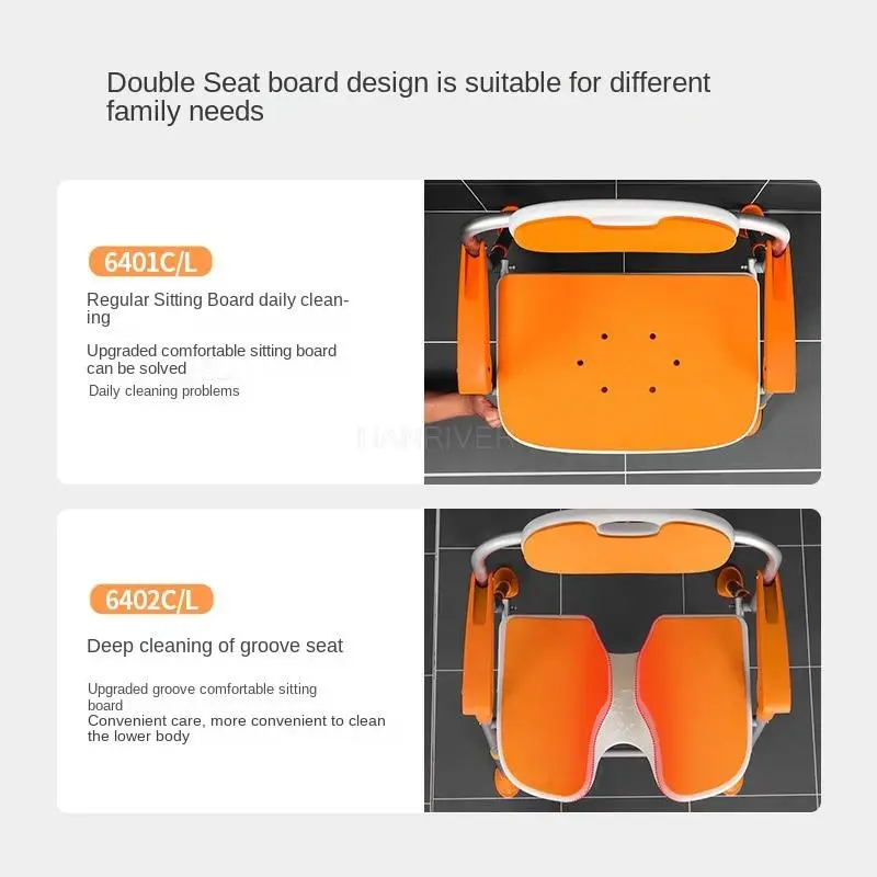 Foldable U Shaped Elderly Bathroom Seat Anti-Skid Height Adjustable Bathing Aids Chair For Disabled Commode Stool For Shower