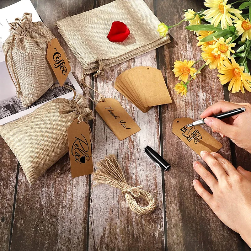 Vintage Retro Drawstring Jute Burlap Bags