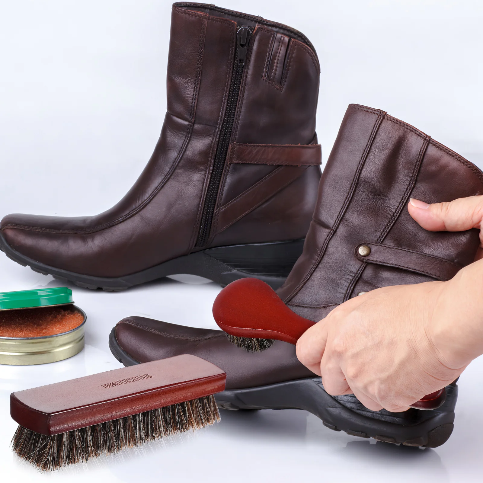 2 Pcs Shoe Brush Boot Care Kit Brown Boots Cleaning Mane Athletic Shoes 2
