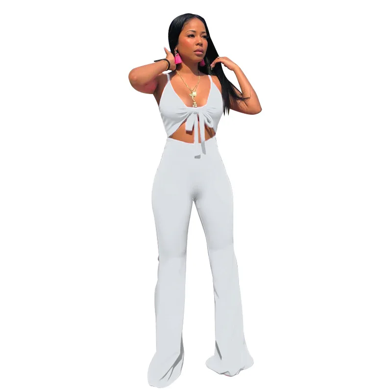 2022 Casaul Women Tracksuit Two Piece Set Sportwear Matching Set Solid Color Crop Tank Top + Long Pants Clothes For Women Outfit