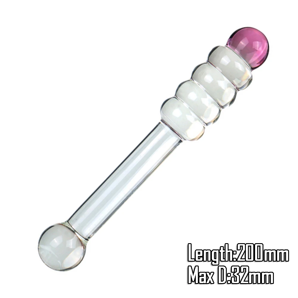 Sex Toys Pyrex Glass Dildo 195x33mm Fake Penis Crystal Anal Beads Butt Plug Prostate Massager G Spot Female Masturbation Toys
