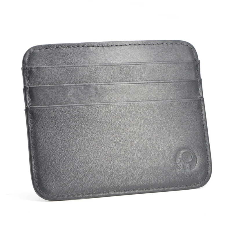 Sleek Genuine Leather Slim Card Holder & Wallet for Men - Compact Business ID Case with 6 Slots