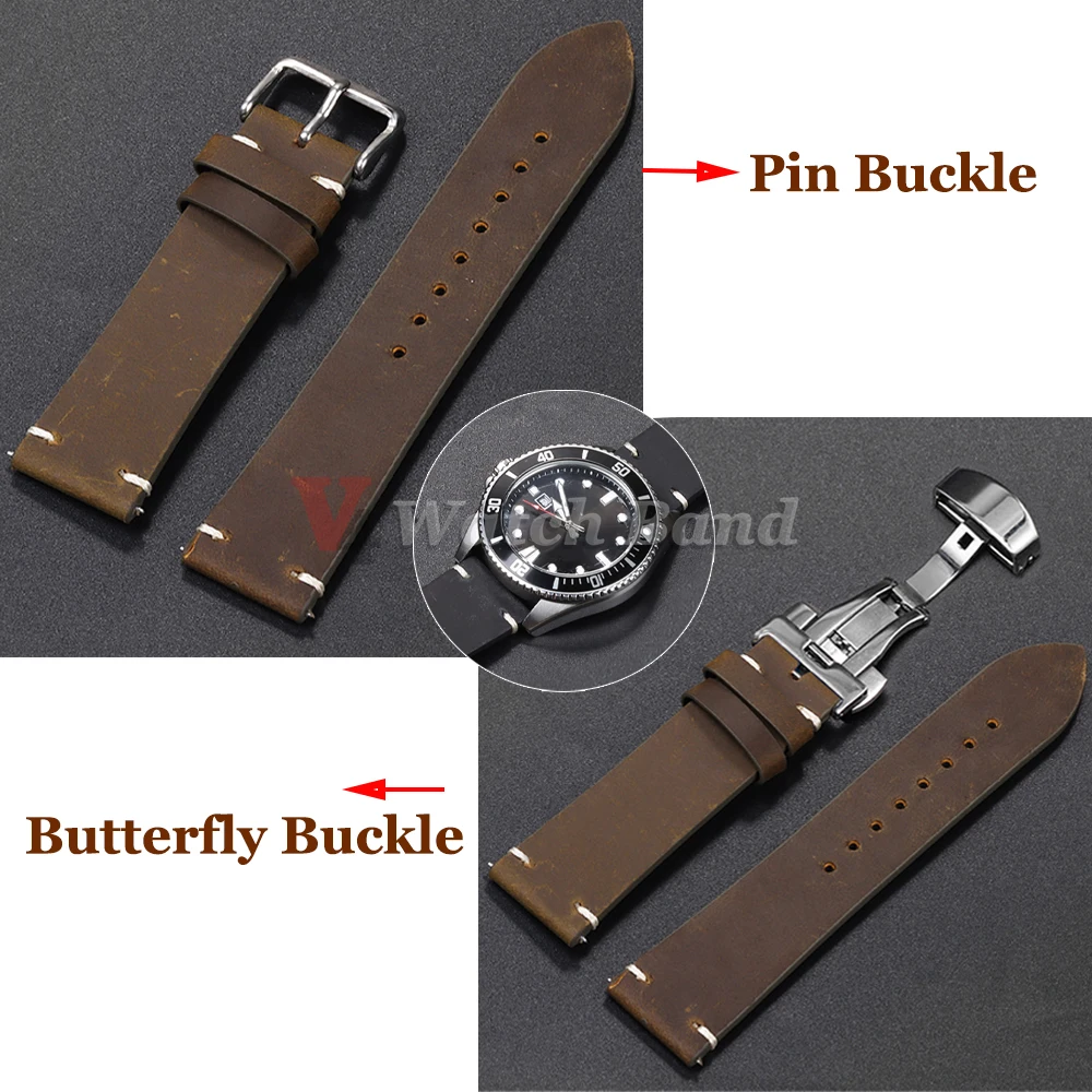 Elegant Brown Calfskin Leather Watch Band - Premium Wrist Strap Accessory