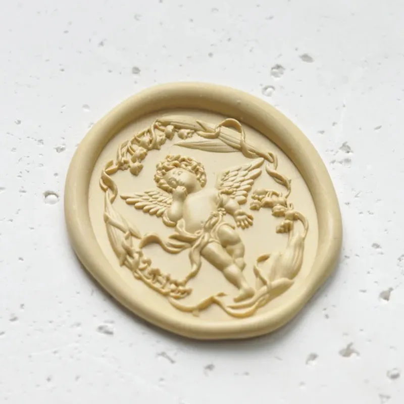 New Angel Wax Seal Stamp Copper Head Multi-Layer 3D Relief Diy Seal Brass Toy Scrapbook Invitation Scrapbook Envelope Decoration