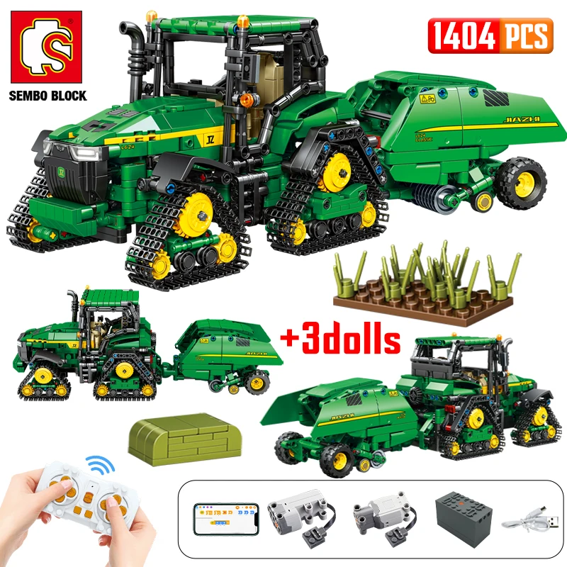 

SEMBO BLOCK City Remote Control Farm Car Model Building Blocks RC Tractor Vehicle Farmer Figures Bricks Toys For Boys Gifts