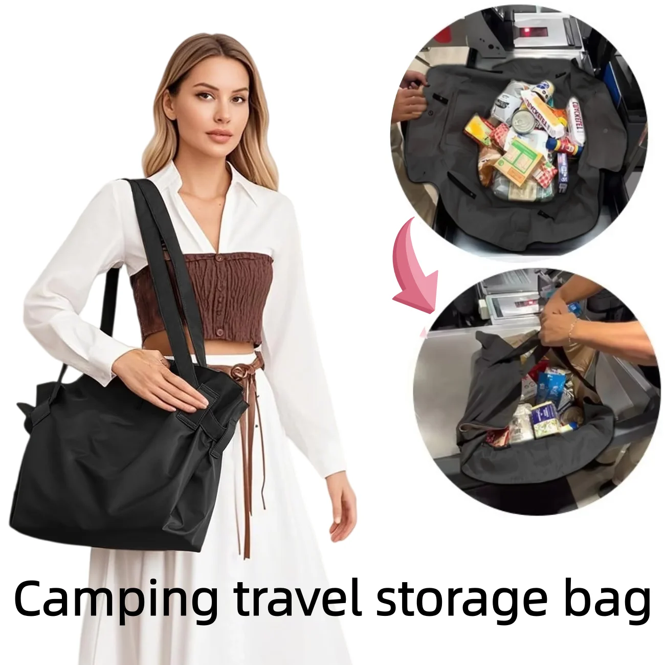 Spacious and Durable Foldable Travel Organizer Bag - Lightweight Waterproof Tote Duffel