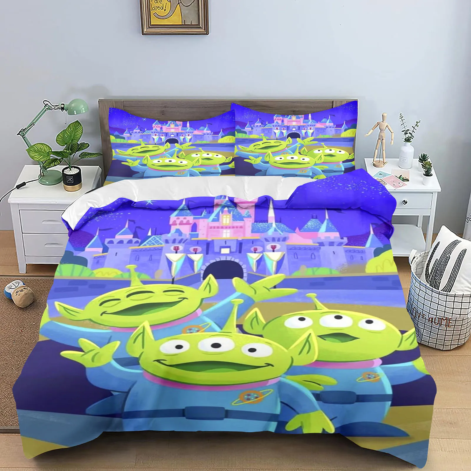 

Alien Toy Story Quilt Cover 3D Cute Decor Print Comfortable Set 100% Polyester Teenager Children Soft Breathable Bedding