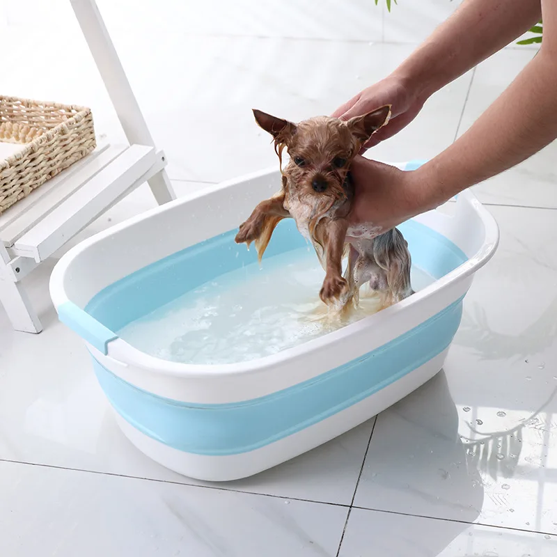 Silicone dobrável bebê tomar banho banheira antiderrapante pé balde de  banho dobrável portátil pet cão gato banheira banheiro lavanderia baske