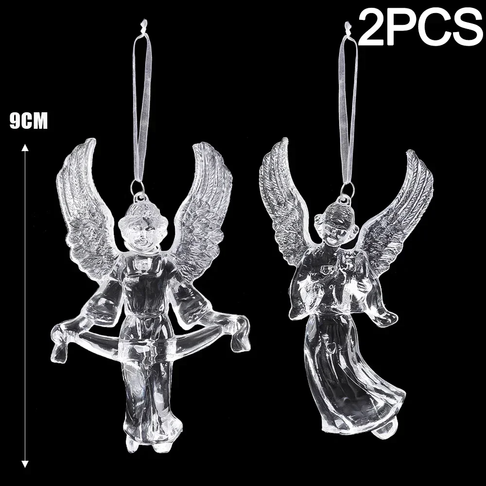 thumbnail image 1 of 24/2 piezas de copos de nieve transparentes para árbol de Navidad, adornos de carámbanos para fiestas navideñas de invierno, adornos colgantes transparentes, 1 of 5