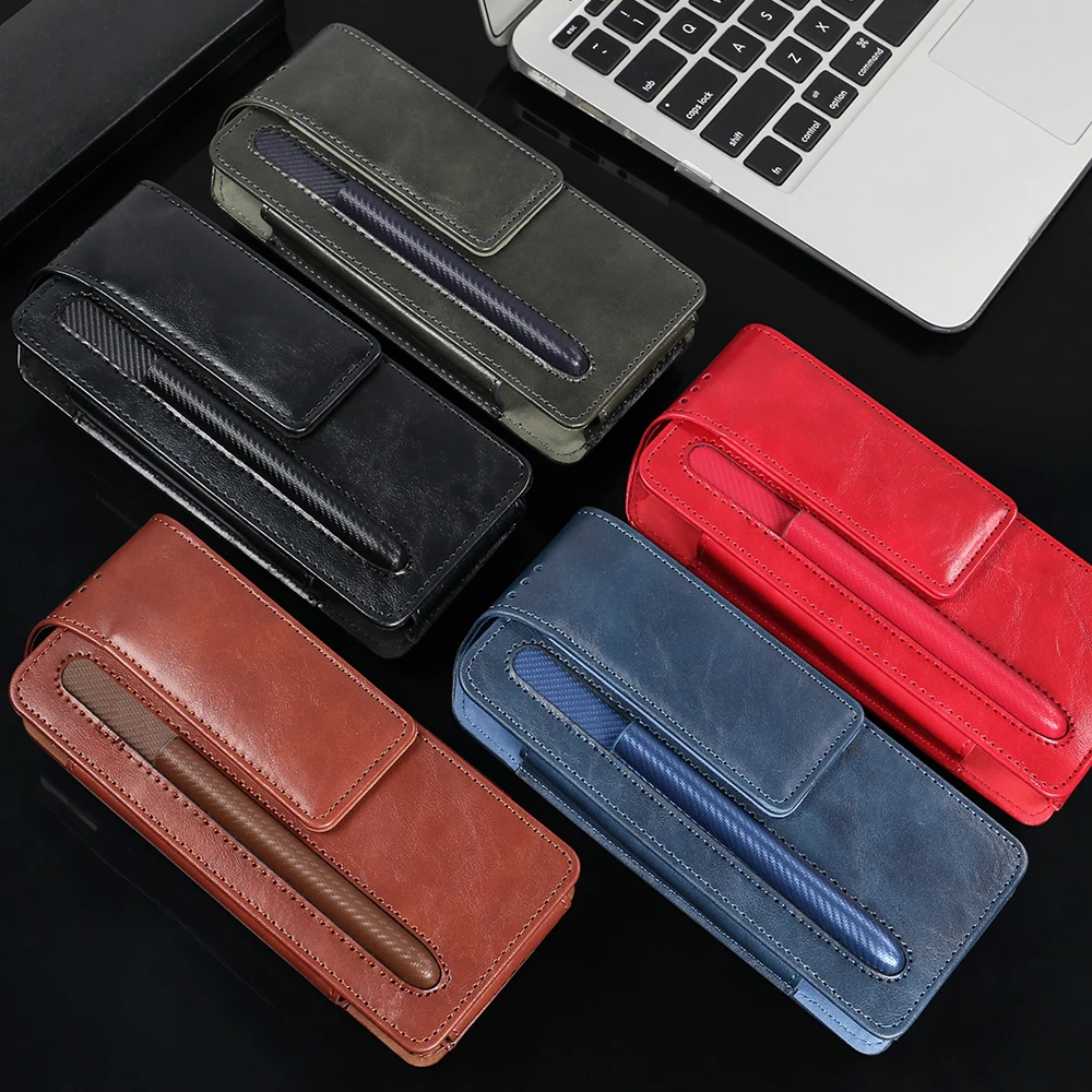 Premium PU Leather Foldable Phone Waist Bag with Pen Holder