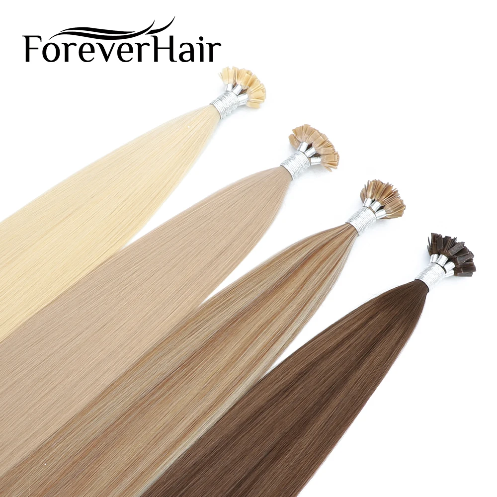 FOREVER HAIR 1g/s 16" 18" 20" Remy Human Pre Bonded Flat Tip Hair Extension Straight Capsules Keratin Fusion Hair 50g/pac