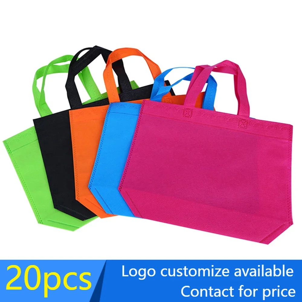 

20 pieces Reusable Shopping Bag Non-Woven Fabric Bags Folding Shopping Bag For Gift/shoes/Chrismas Grocery Bags Shop Wholesale
