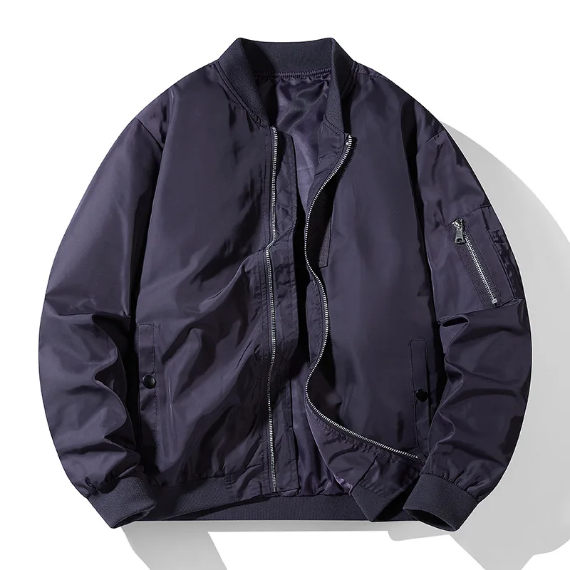 Men's New Flying Baseball Uniform Solid Color Casual Jacket