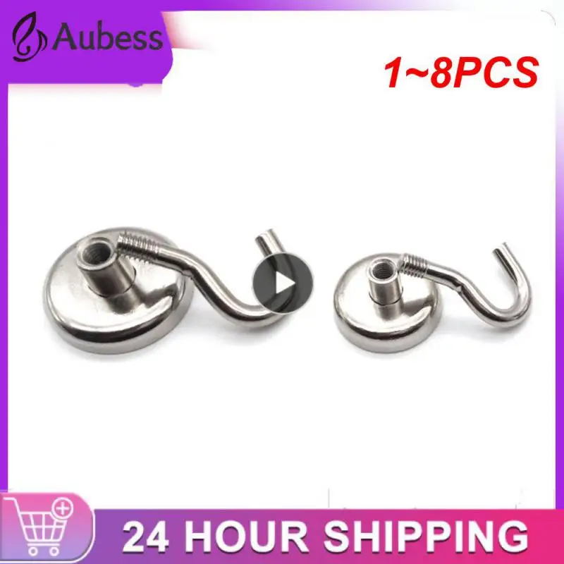 

1~8PCS Magnetic Hook Neodymium Magnet E10/16/20 Electroplating Metal Strong Hook Thick Wall Hook for Home Kitchen Organization