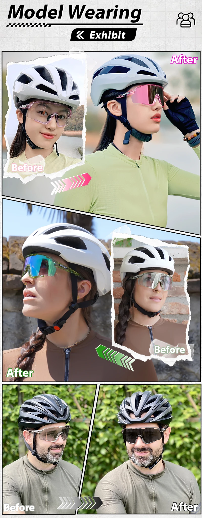 Kapvoe die weltweit erste photo chrome Rahmen brille Fahrrad Fahrrad Sonnenbrille Männer Frauen Outdoor Sport MTB Fahrrad UV400 Brille – Detail 13