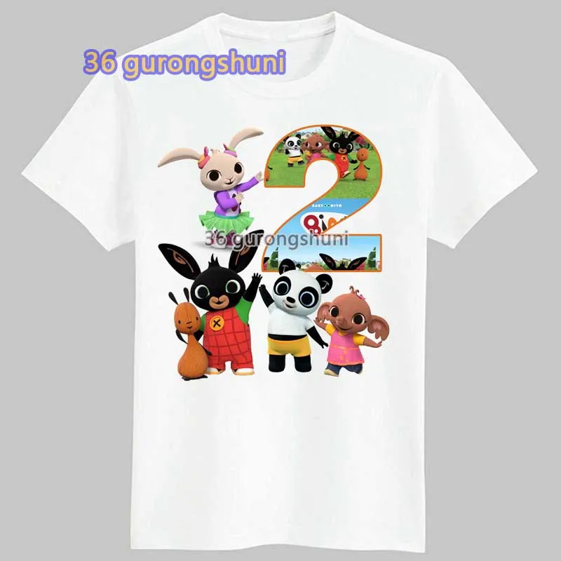 T Shirt chłopcy t-shirty króliki dzieci Tshirt 2 3 stare urodziny kreskówka koszulka z motywem Anime Bunny topy dla dziewczyna-odzież dziecięca