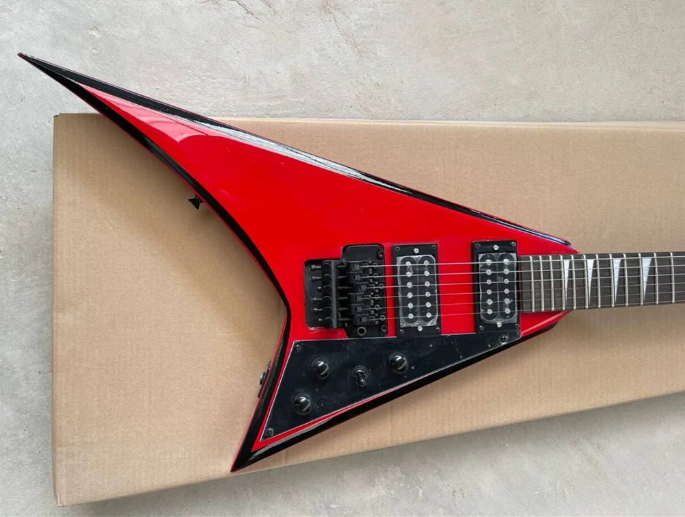 Flyoung Red Electric Guitar Rosewood Fretboard Tremolo Bridge Offer Customize